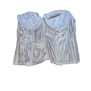 Va Bien Longline Bustier Corset Bra 34DDD White Satin Strapless Bridal Shapewear